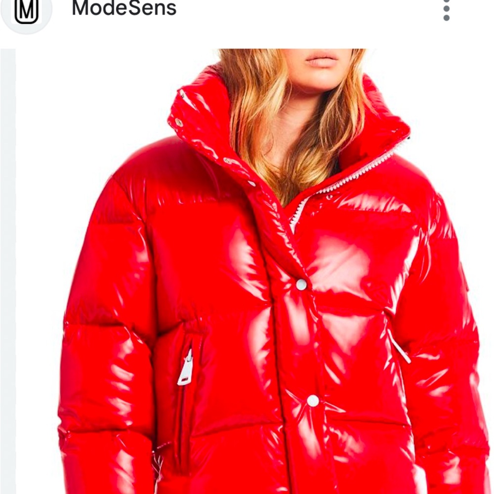 SAM. Red Puffer Jacket with High Collar and Insulating Fill